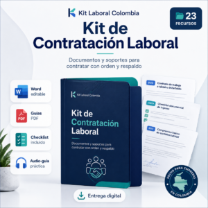 Imagen del Kit de Contratación Laboral en Colombia con documentos editables en Word, guías PDF, checklist y audio-guía para empresas.